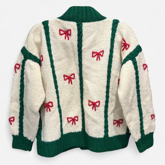 Brooks Brothers Rare Vintage Bow Hand Knit Christmas Sweater Pure Wool Small - Picture 7 of 15
